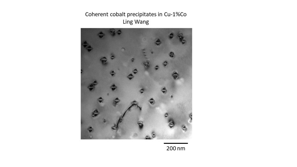 Coherent cobalt precipitates in Cu-1%Co